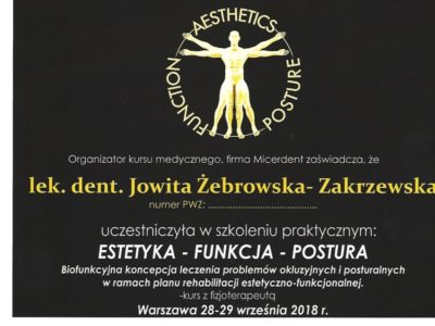 <span>lek. dent. Jowita Żebrowska-Zakrzewska</span><br/><small>właściciel</small> Jowita Żebrowska Zakrzewska certyfikaty 3